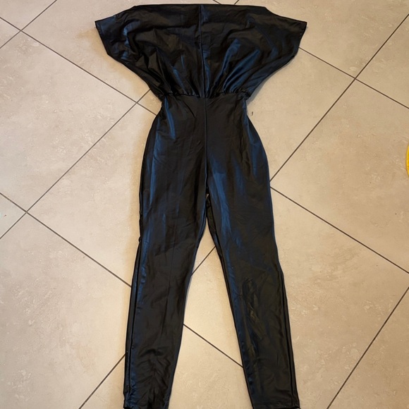 Fashion Nova Sleek Black leather Jumpsuit - Picture 4 of 4